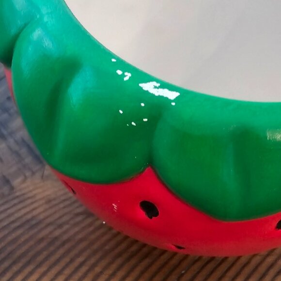 Hand Painted Plaster Strawberry Planter with Two Mini Strawberries - Picture 8 of 10